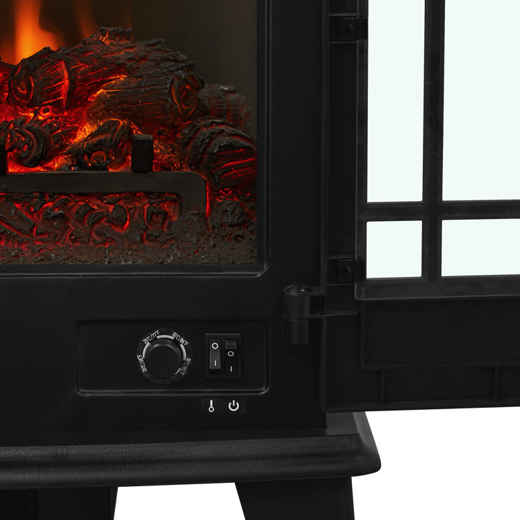 Foster Black Metal Free-Standing Electric Fireplace with Mantel