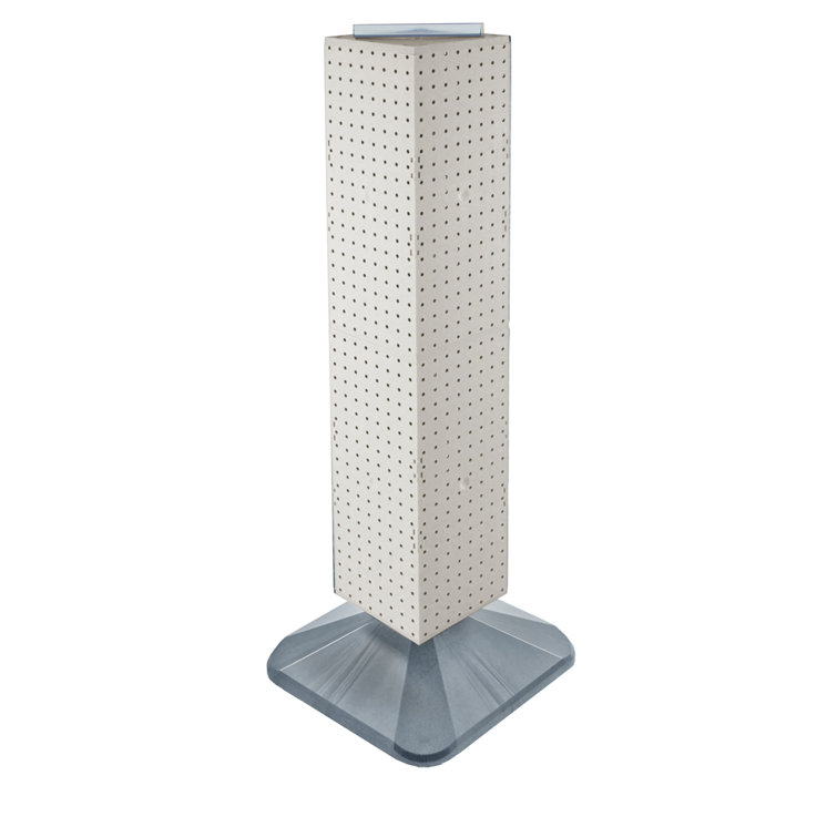 White Four-Sided Pegboard Floor Display with Revolving Base