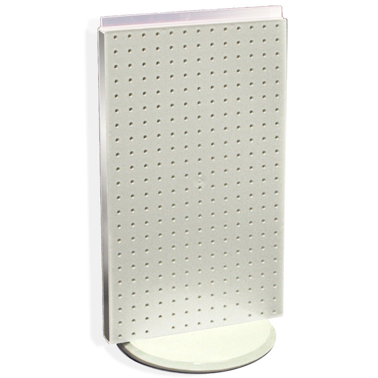 White Revolving Two-Sided Pegboard Counter Display, 13.5"W x 22"H