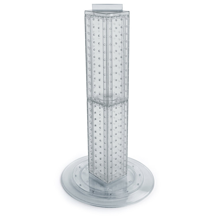 Clear Translucent Plastic Revolving Pegboard Counter Display Tower
