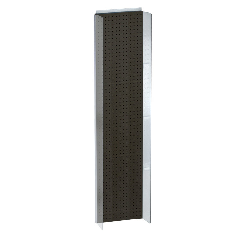 White and Silver 14"W x 60"H Pegboard Display with Plastic Side Wings