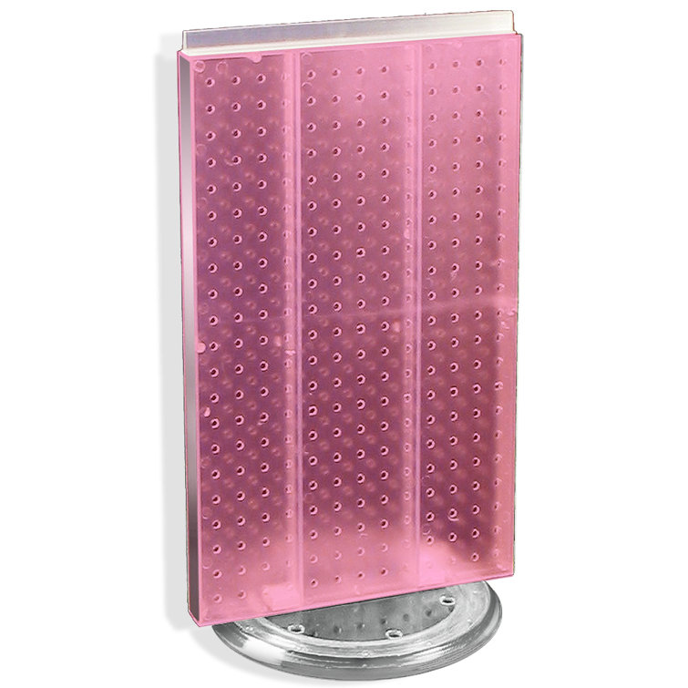 Pink Translucent Revolving Pegboard Counter Display with Clear Plastic Base
