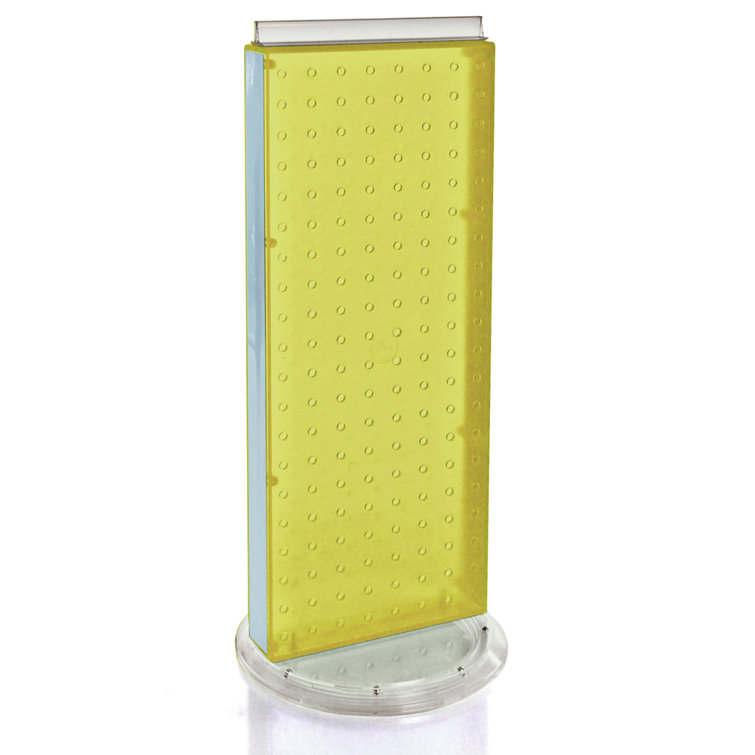 Yellow Translucent Plastic Pegboard Counter Display with Sign Holder