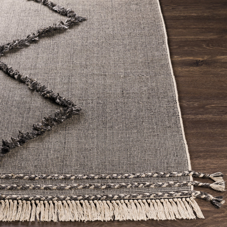 Black and Gray 8' x 10' Geometric Cotton Area Rug
