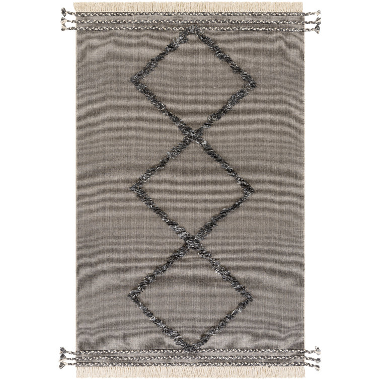 Black and Gray 8' x 10' Geometric Cotton Area Rug