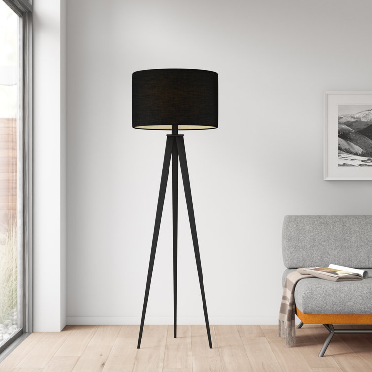 Elegante 61" Outdoor Black Tripod Floor Lamp with Drum Shade