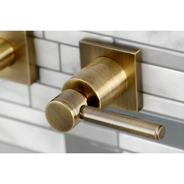 Concord Matte Black and Brass Modern Wall Mount Bathroom Faucet