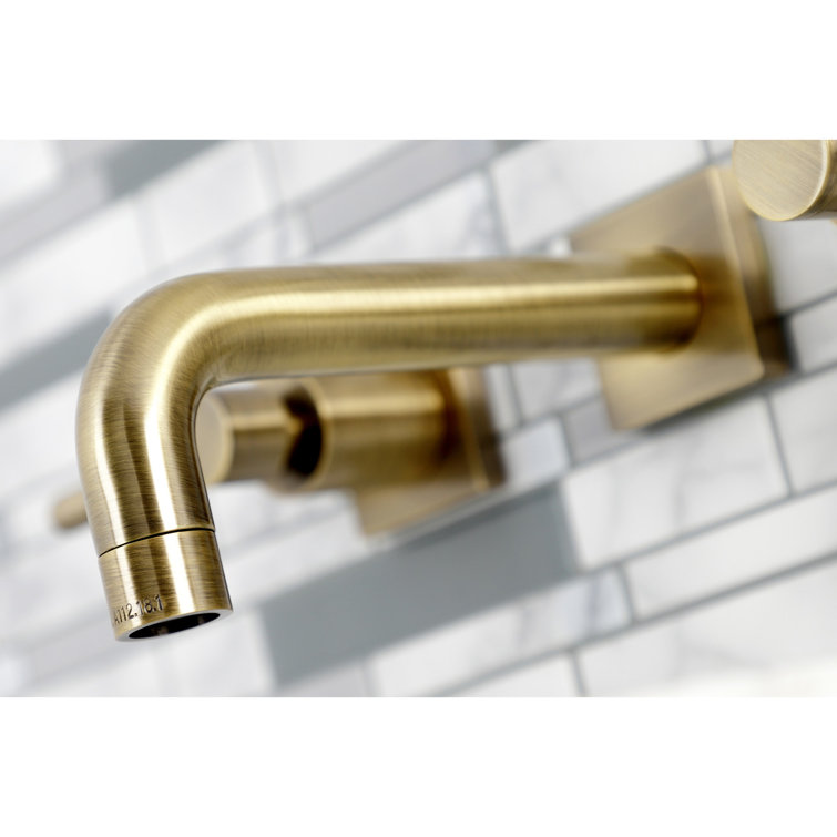 Concord Matte Black and Brass Modern Wall Mount Bathroom Faucet