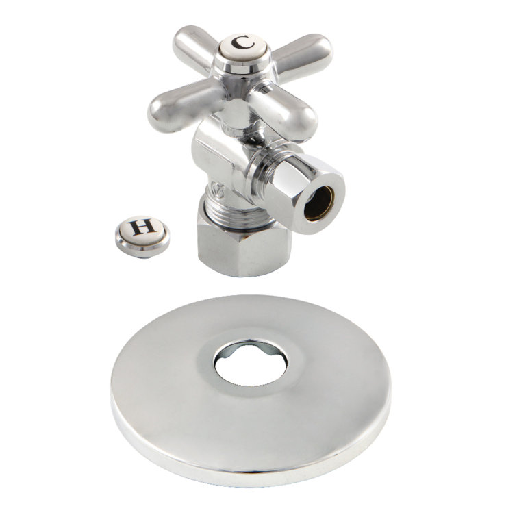 Polished Chrome Quarter-Turn Angle Stop Valve with Flange