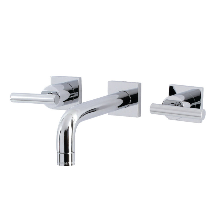Manhattan Chrome Wall Mounted Bathroom Faucet with Lever Handles