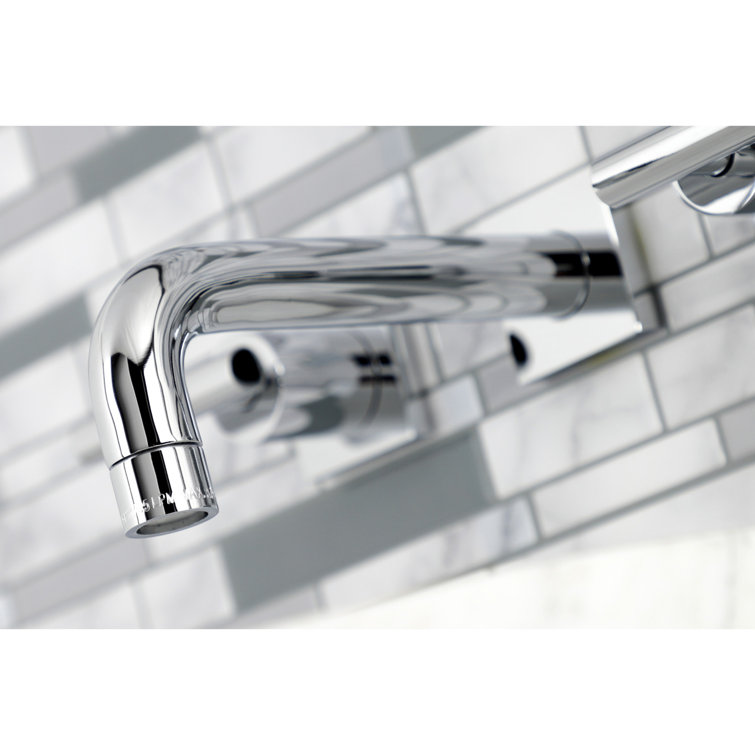 Manhattan Chrome Wall Mounted Bathroom Faucet with Lever Handles