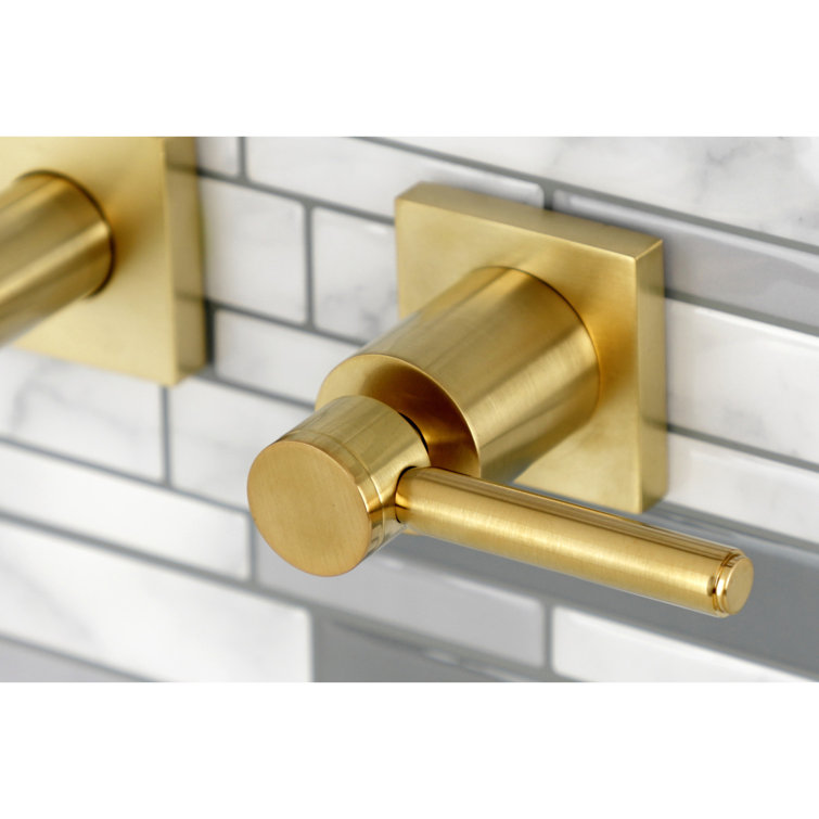 Concord Modern Matte Black and Brushed Brass Wall Mount Bathroom Faucet