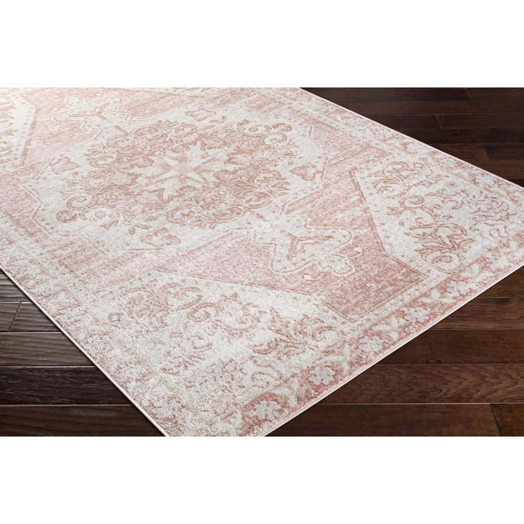 Bakkerom 5'2" x 7' Cream and Blush Synthetic Fur Area Rug