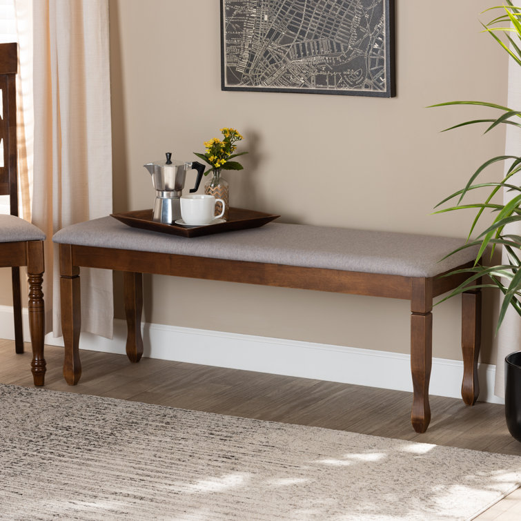 Corey 48'' Gray Fabric and Walnut Wood Classic Dining Bench