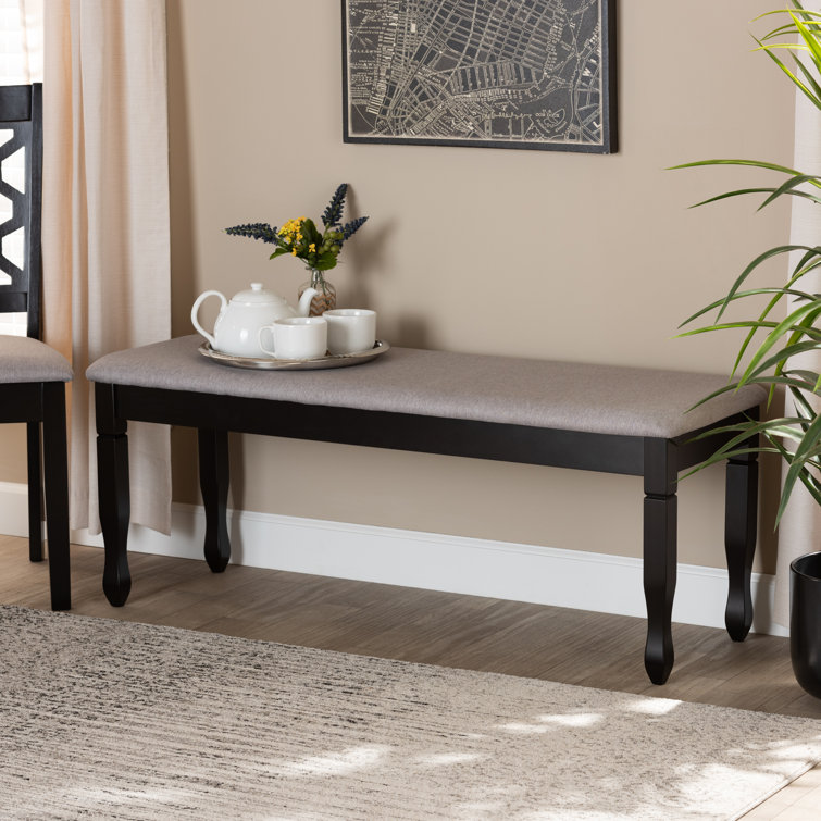 Elegant Corey Dark Brown and Gray Upholstered 48" Wood Dining Bench
