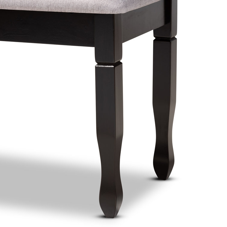 Elegant Corey Dark Brown and Gray Upholstered 48" Wood Dining Bench