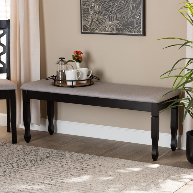 Elegant Corey Dark Brown and Gray Upholstered 48" Wood Dining Bench