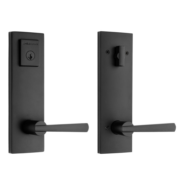 Matte Black Modern Single Cylinder Handleset with Lever
