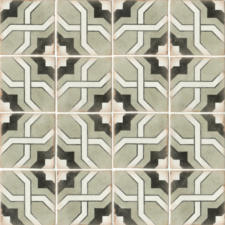 Casablanca 5" x 5" Matte Glazed Ceramic Patterned Tile
