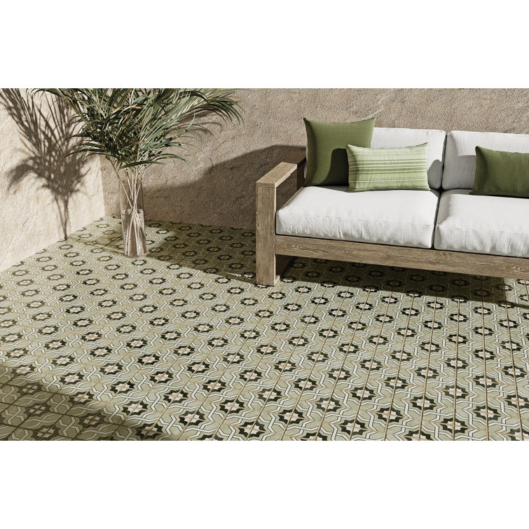 Casablanca 5" x 5" Matte Glazed Ceramic Patterned Tile