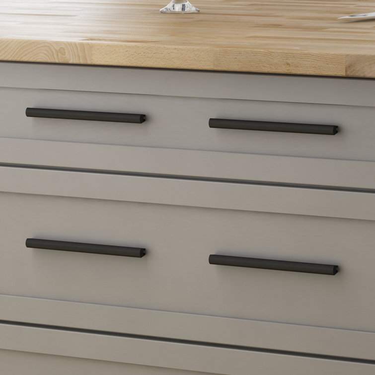 Matte Black Adjustable Modern Brass Bar Pulls with Mounting Hardware