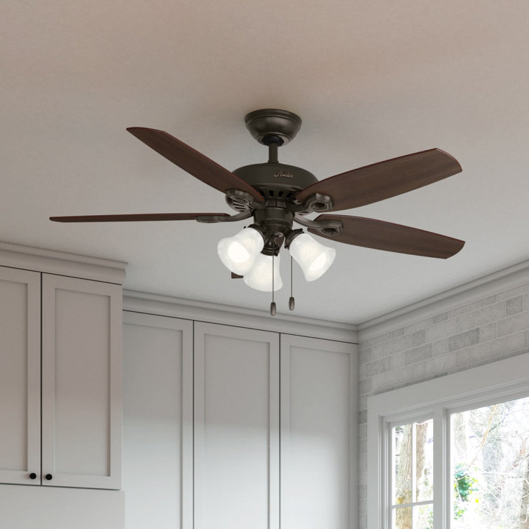 52" Bronze Low Profile Ceiling Fan with LED Light and Remote