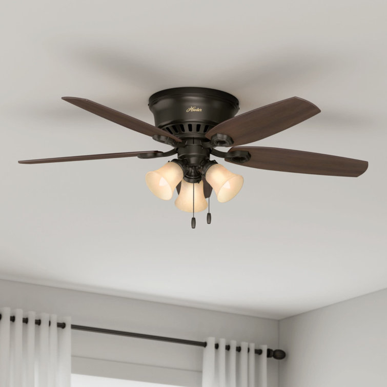 Hunter Low Profile 52" Bronze Ceiling Fan with LED Light and Remote Control