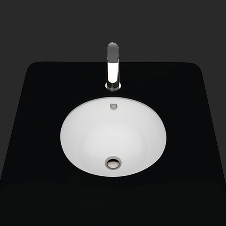 Glossy White Ceramic Round Undermount Bathroom Sink with Overflow