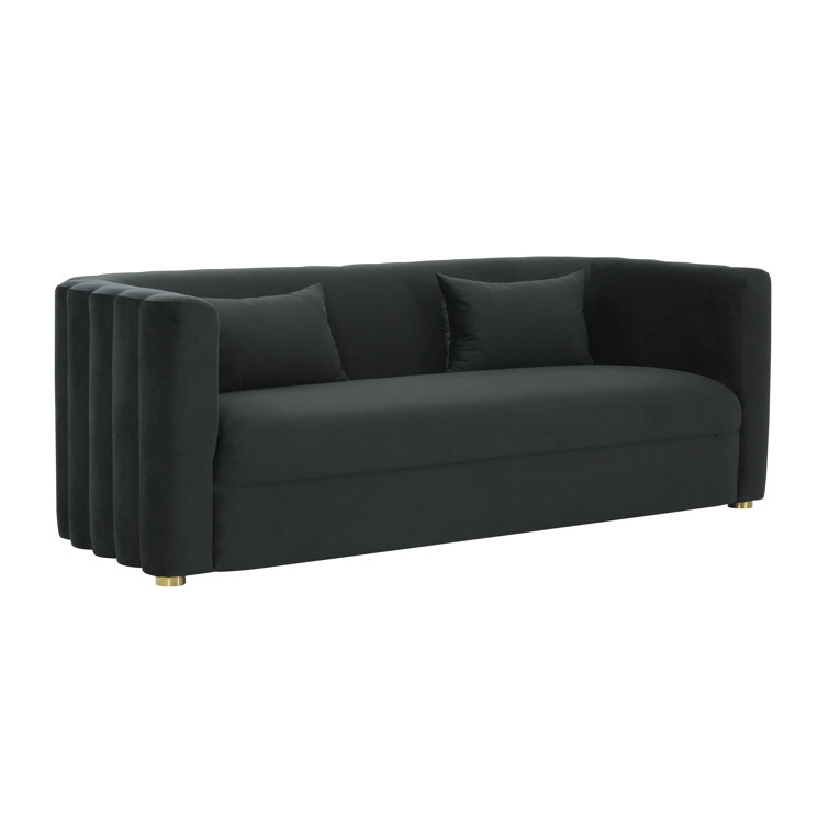 Callie Black Velvet Tufted Stationary Sofa