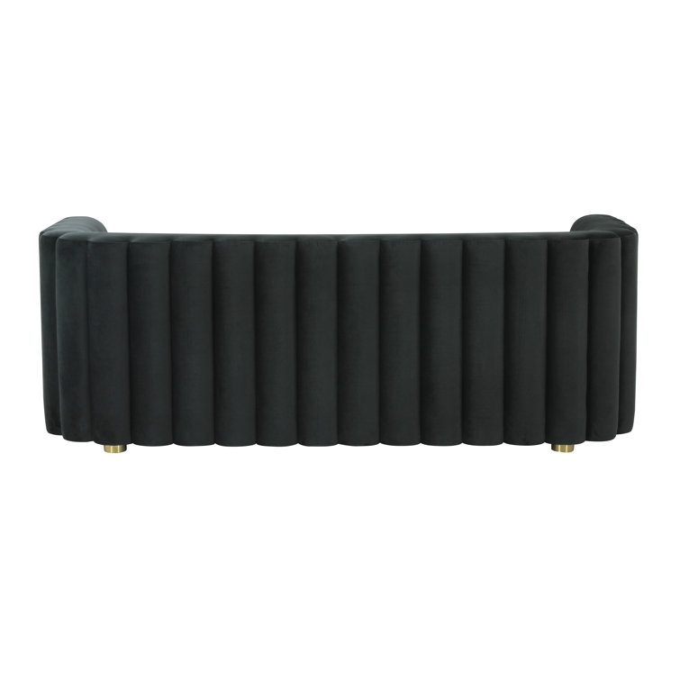 Callie Black Velvet Tufted Stationary Sofa