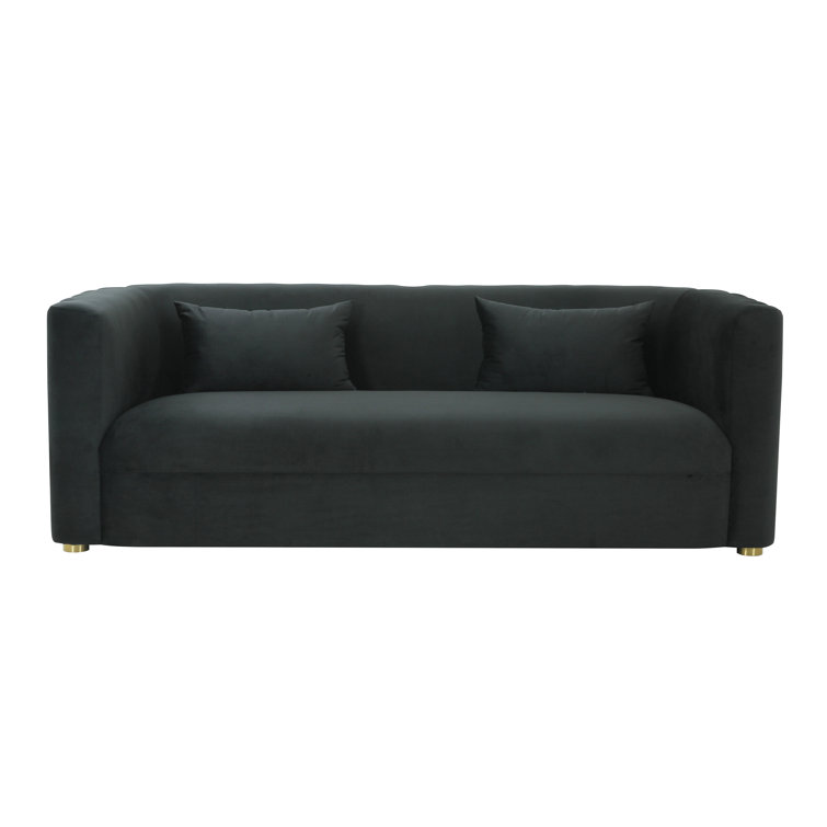 Callie Black Velvet Tufted Stationary Sofa