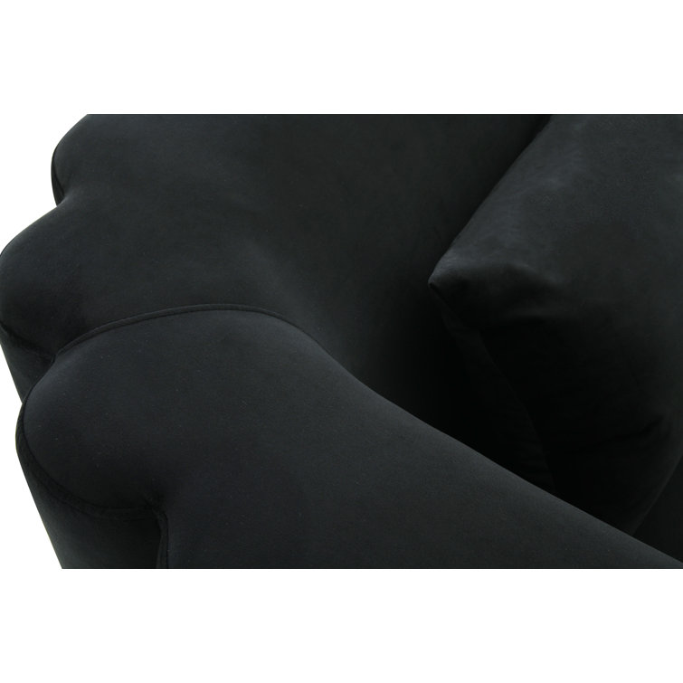 Callie Black Velvet Tufted Stationary Sofa