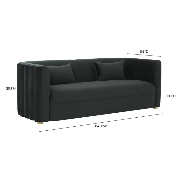 Callie Black Velvet Tufted Stationary Sofa