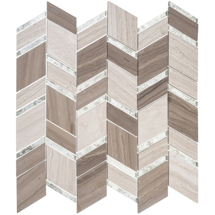 Casia Polished Brown Marble Chevron Mosaic Wall Tile