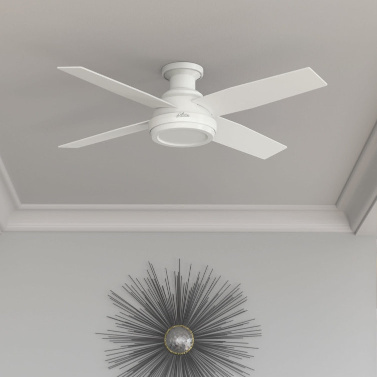 Dempsey 52" Fresh White Low Profile Ceiling Fan with Remote & Lighting