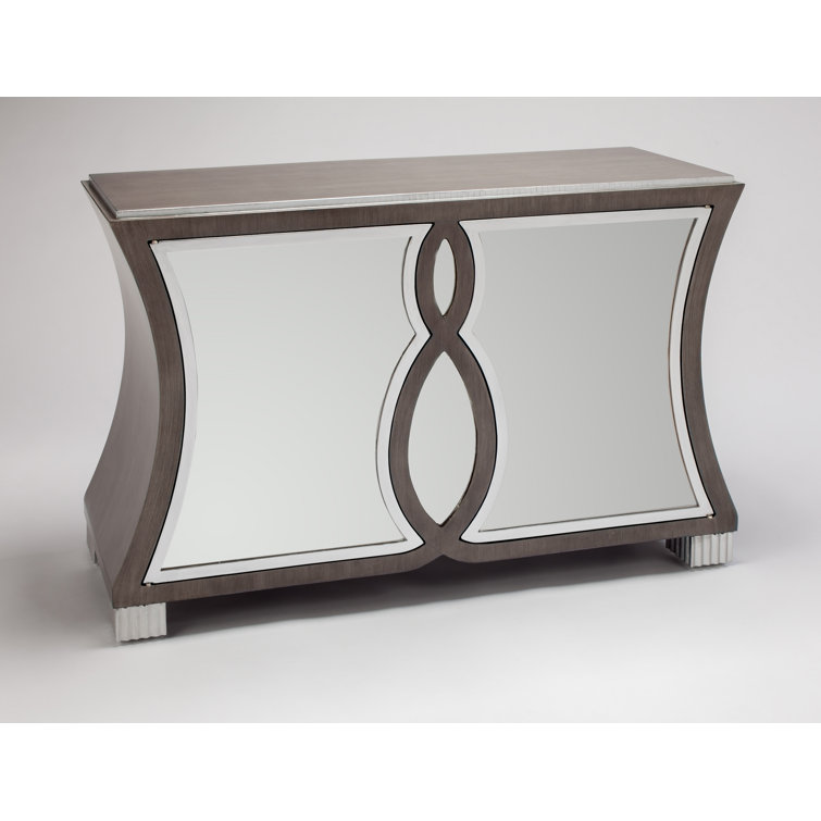 54.5'' Smoky Gray Mirrored Rectangular Sideboard