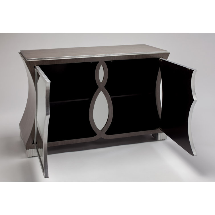 54.5'' Smoky Gray Mirrored Rectangular Sideboard