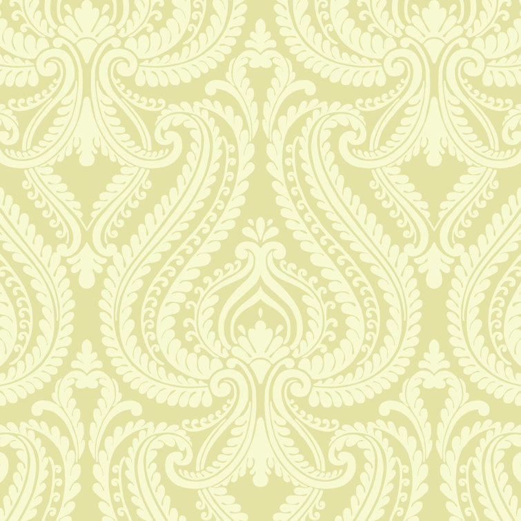Imperial Green Non-Pasted Washable Damask Wallpaper Roll