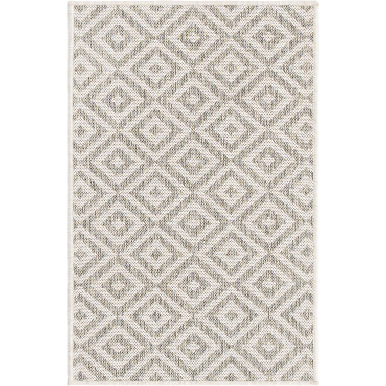 Costa Rica Inspired 7'10" Square Light Gray Outdoor Rug