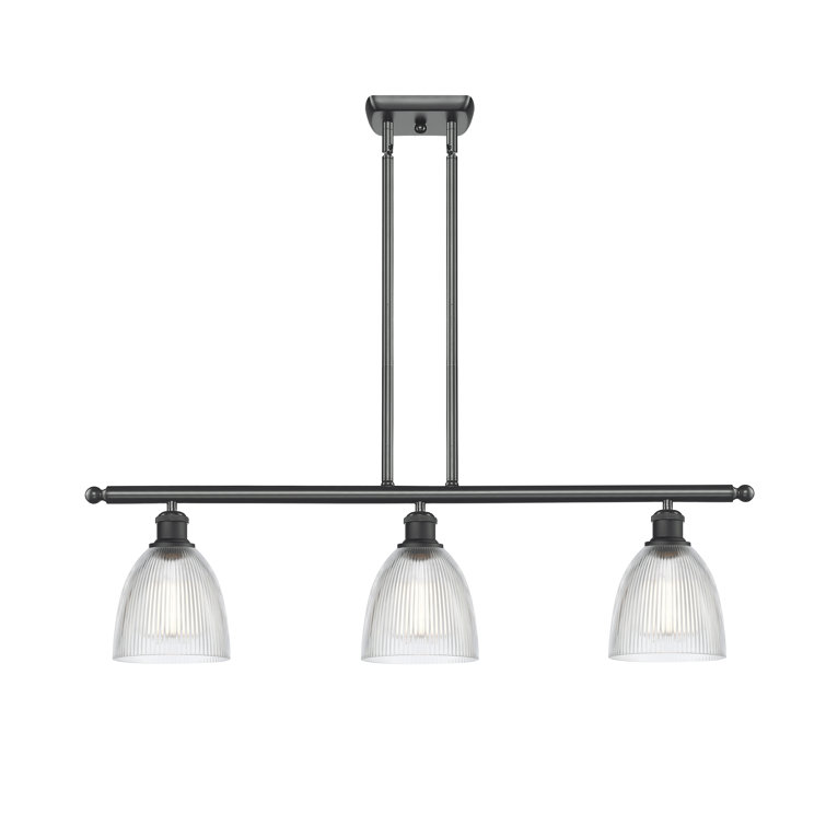 Matte Black Glass 3-Light Kitchen Island Pendant