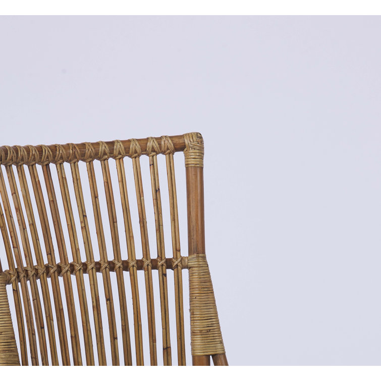Antique Rattan and Cane 17.6" Wide Side Chair with Slatted Back