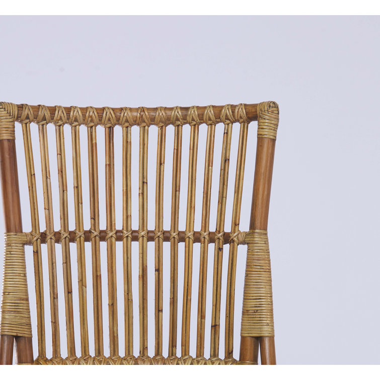 Antique Rattan and Cane 17.6" Wide Side Chair with Slatted Back