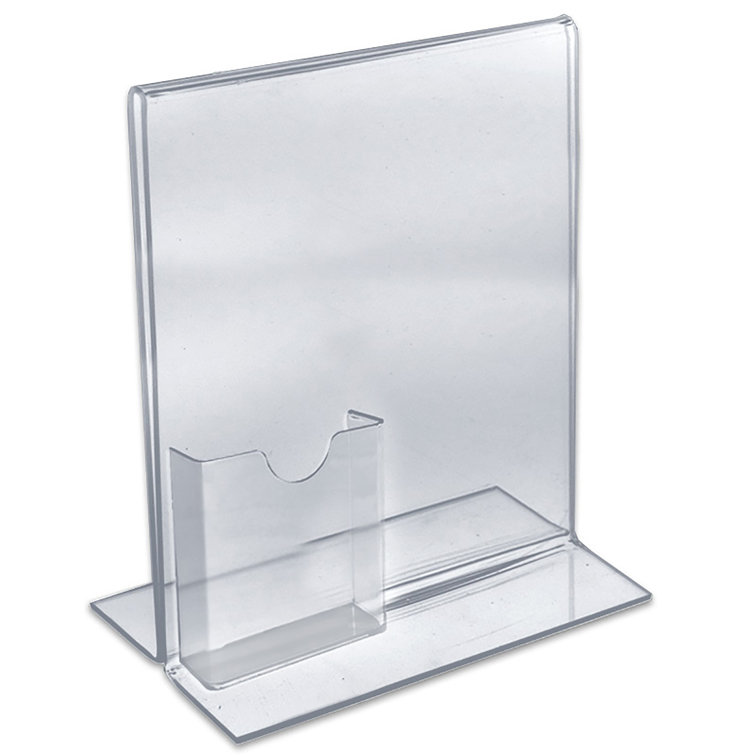 Clear Acrylic Double-Sided Sign Holder with Brochure Pocket, 10-Pack