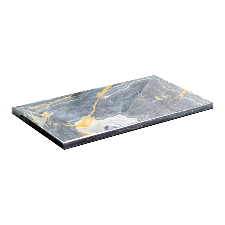 Gray Onyx Rectangular Above-Counter Bathroom Sink