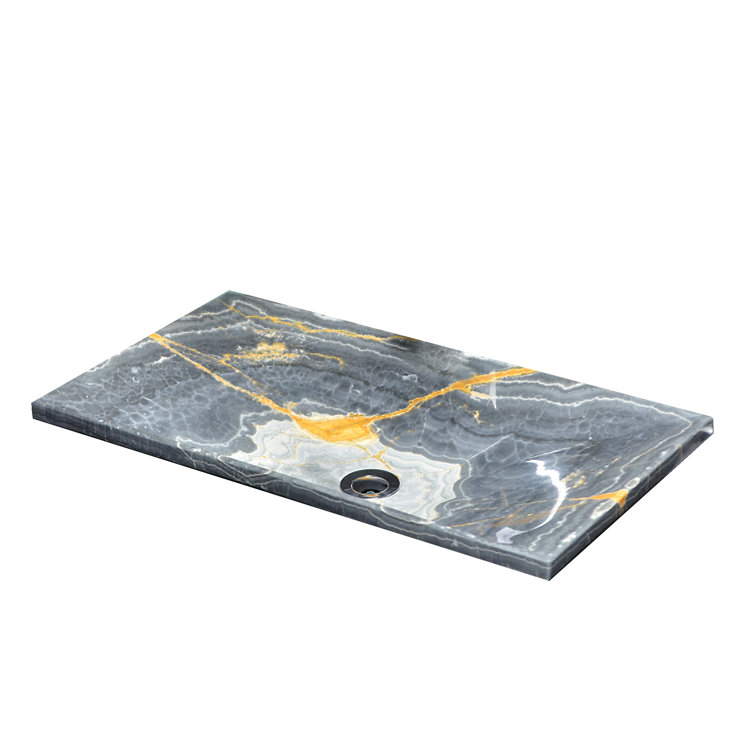 Gray Onyx Rectangular Above-Counter Bathroom Sink