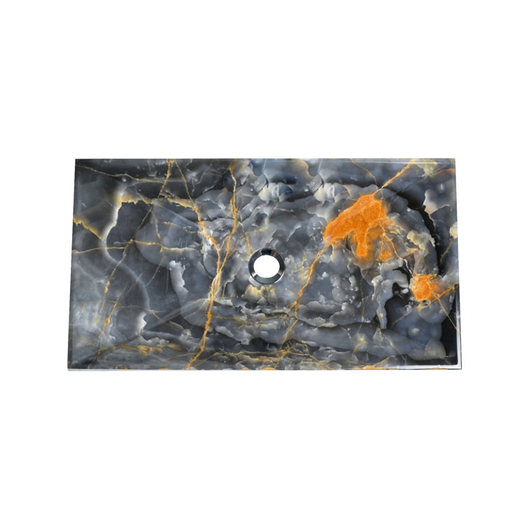 Gray Onyx Rectangular Above-Counter Bathroom Sink
