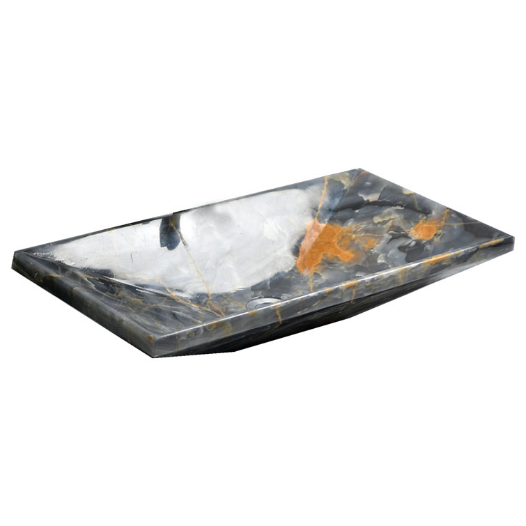Gray Onyx Rectangular Above-Counter Bathroom Sink
