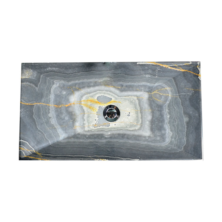 Gray Onyx Rectangular Above-Counter Bathroom Sink