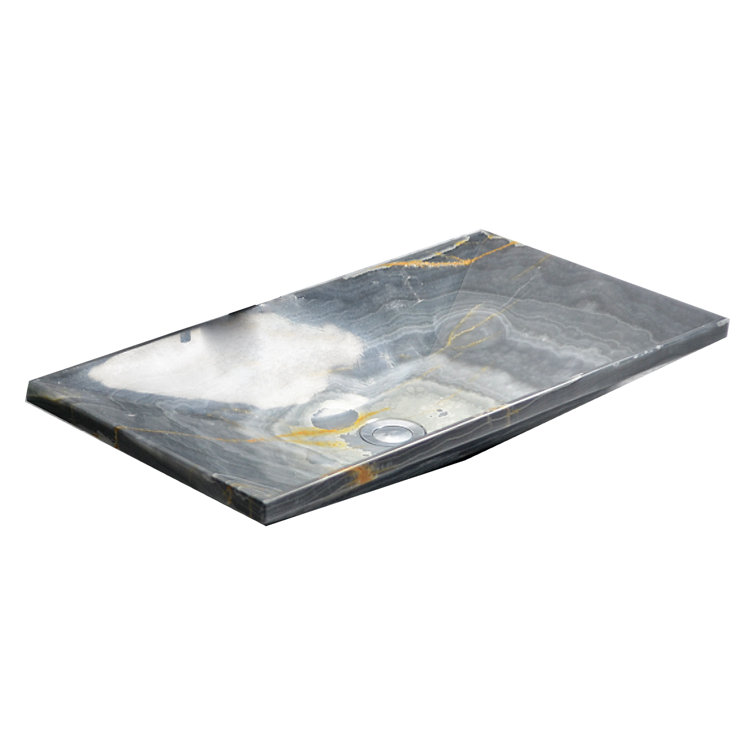 Gray Onyx Rectangular Above-Counter Bathroom Sink