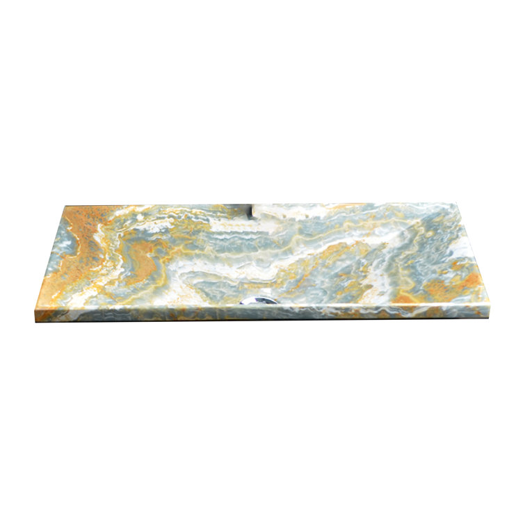 Light Brown Onyx Rectangular Above-Counter Bathroom Sink